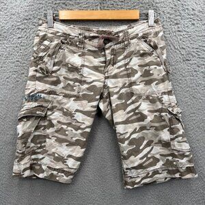 Camo Bermuda Shorts‎ Drawstring Waist Khaki Capri Skater Grunge 90s Gorpcore